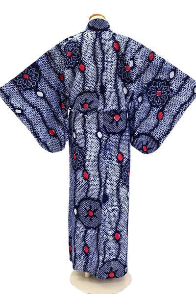 ★専用★未使用品 浴衣 有松絞り バチ衿 紺 花文 身丈156cm お洒落 夏