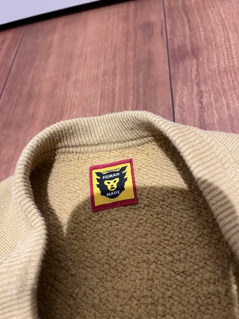 HUMAN MADE 希少　猫　スウェット　前V ビンテージ調　マスタード