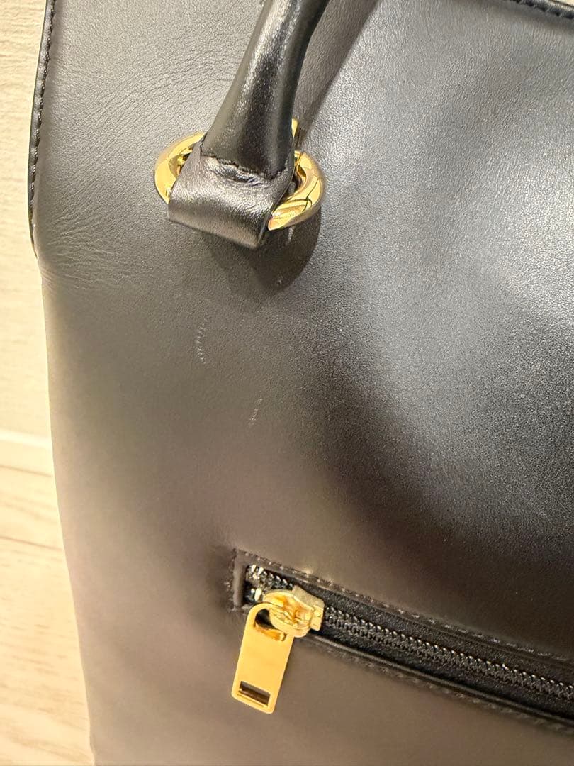 【傳濱野】ブラック レザー A4ビジネスバッグ AMANDA