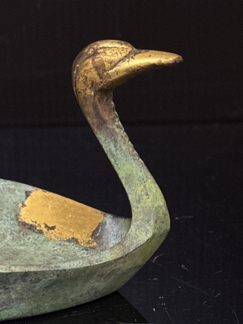 平安 名人 秦 蔵六 造 鍍金銅 床置 莨皿 桐共箱付 茶道具