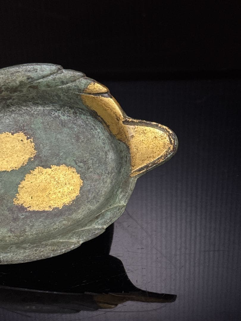 平安 名人 秦 蔵六 造 鍍金銅 床置 莨皿 桐共箱付 茶道具