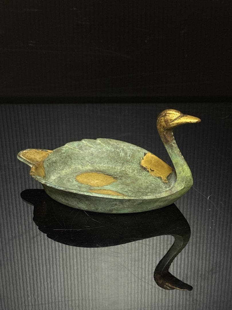 平安 名人 秦 蔵六 造 鍍金銅 床置 莨皿 桐共箱付 茶道具