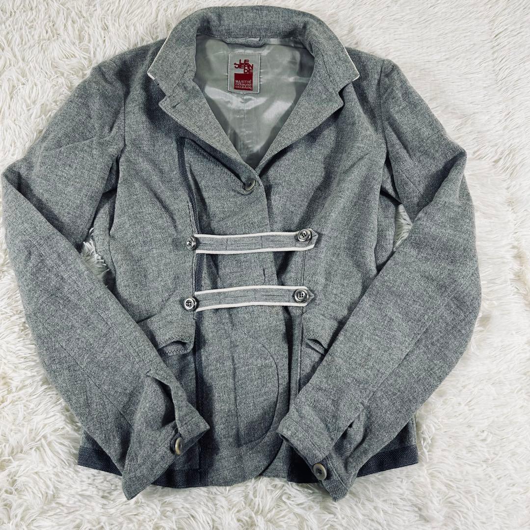 マリテフランソワジルボー　スタンドカラージャケット　イタリア　グレー　ウール