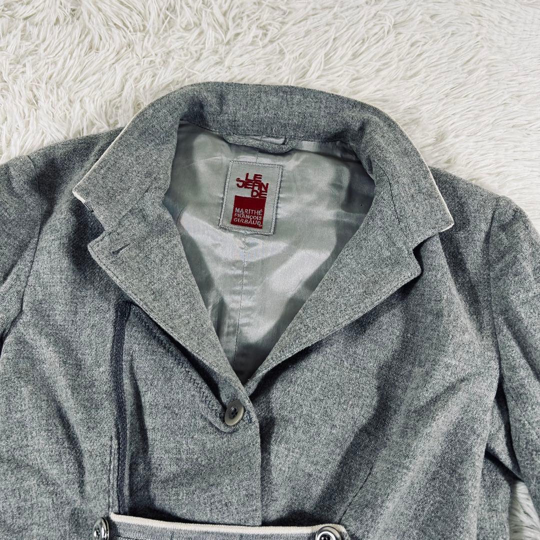 マリテフランソワジルボー　スタンドカラージャケット　イタリア　グレー　ウール