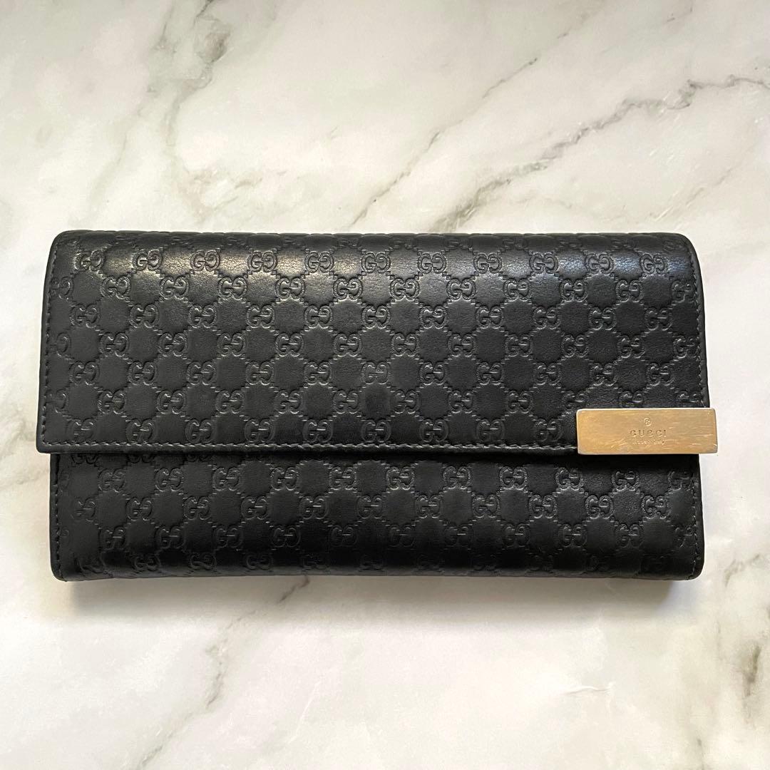 GUCCI グッチ マイクロシマ GGメタルロゴプレート　長財布　0112-②