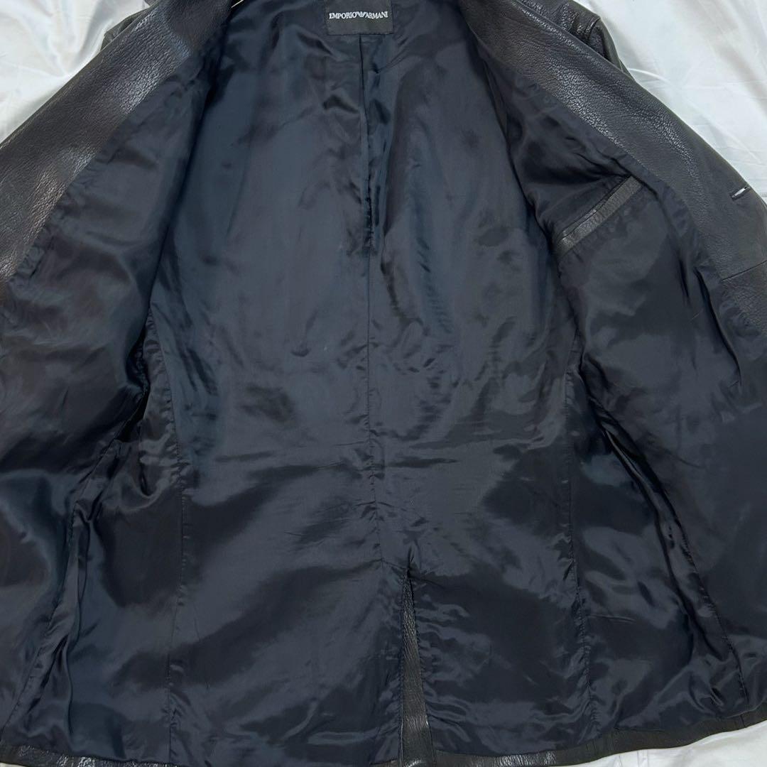最強サイズ54 EMPORIO ARMANI レザーテーラードジャケット 本革