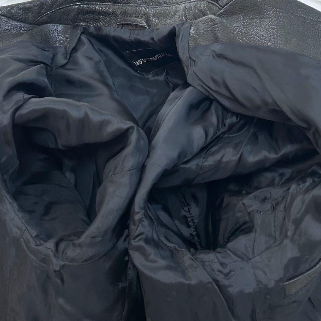 最強サイズ54 EMPORIO ARMANI レザーテーラードジャケット 本革