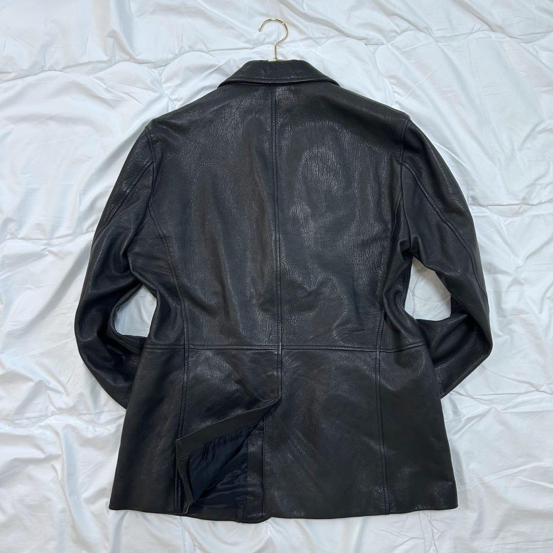 最強サイズ54 EMPORIO ARMANI レザーテーラードジャケット 本革