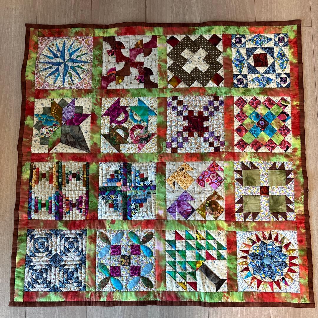 (GW値下げ)ハンドメイド パッチワークサンプラーキルトタペストリー