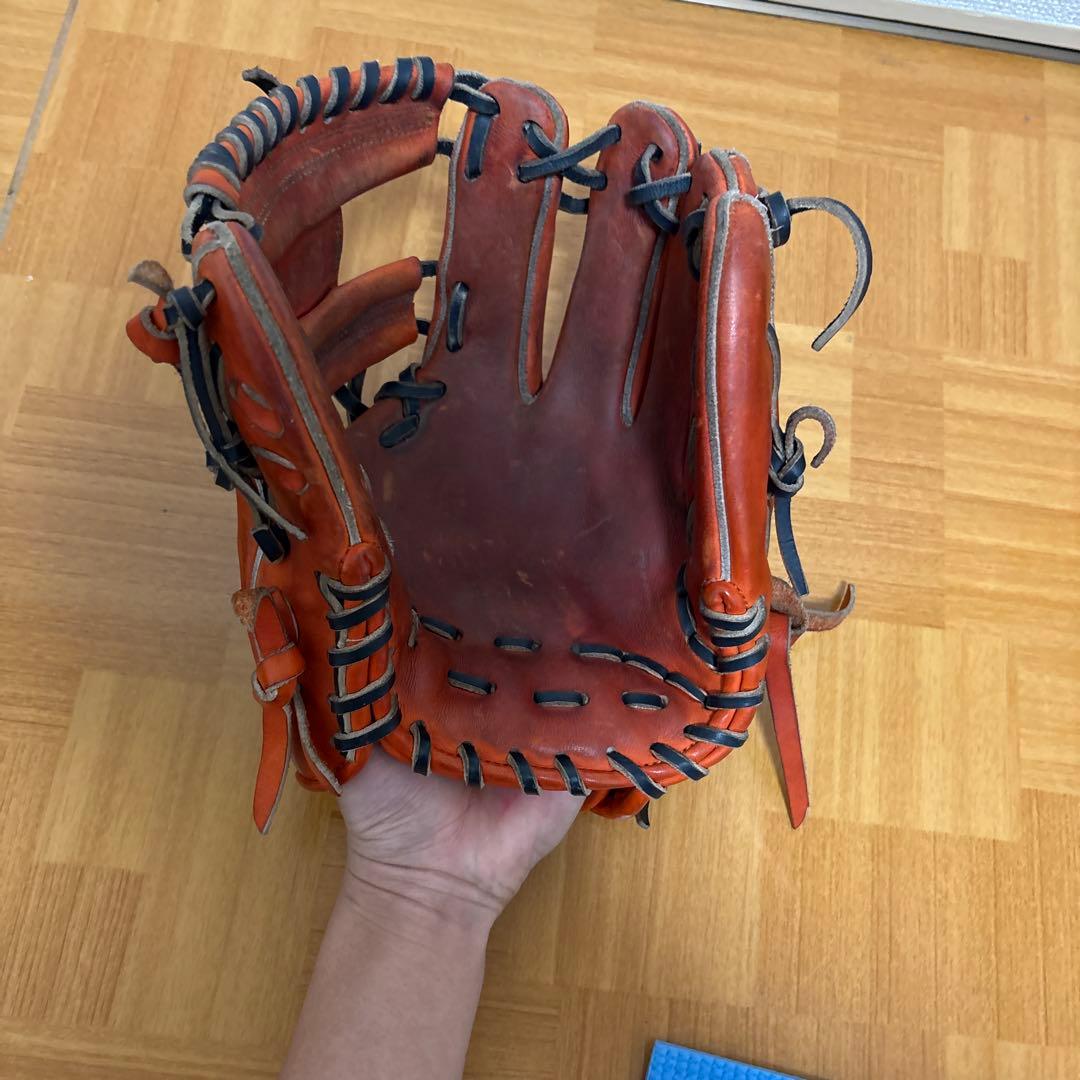 オレンジ レザー 硬式グローブ