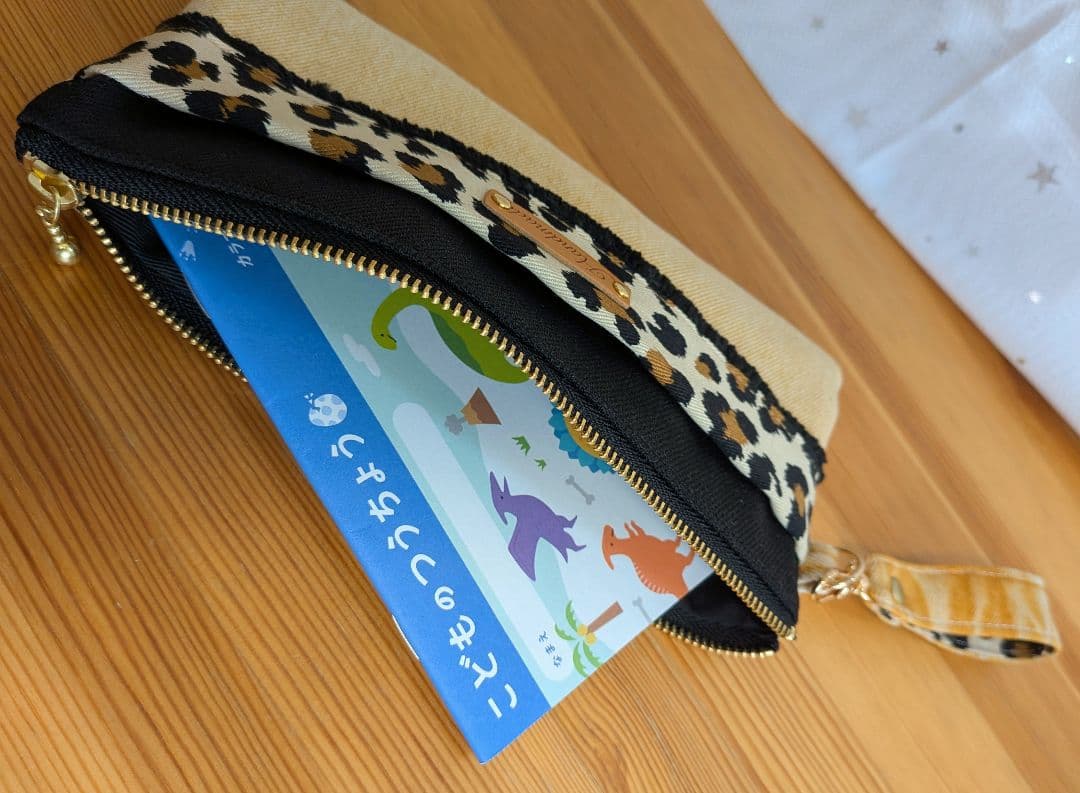 オレンジデニムリメイクバッグ（L）No.842☆ハンドバッグ　横長ポーチ