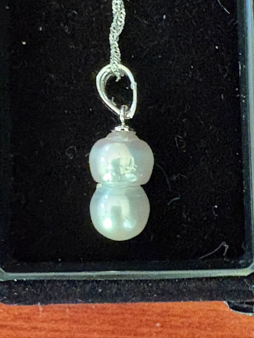 真珠ペンダント ツインパールネックレス プラチナ