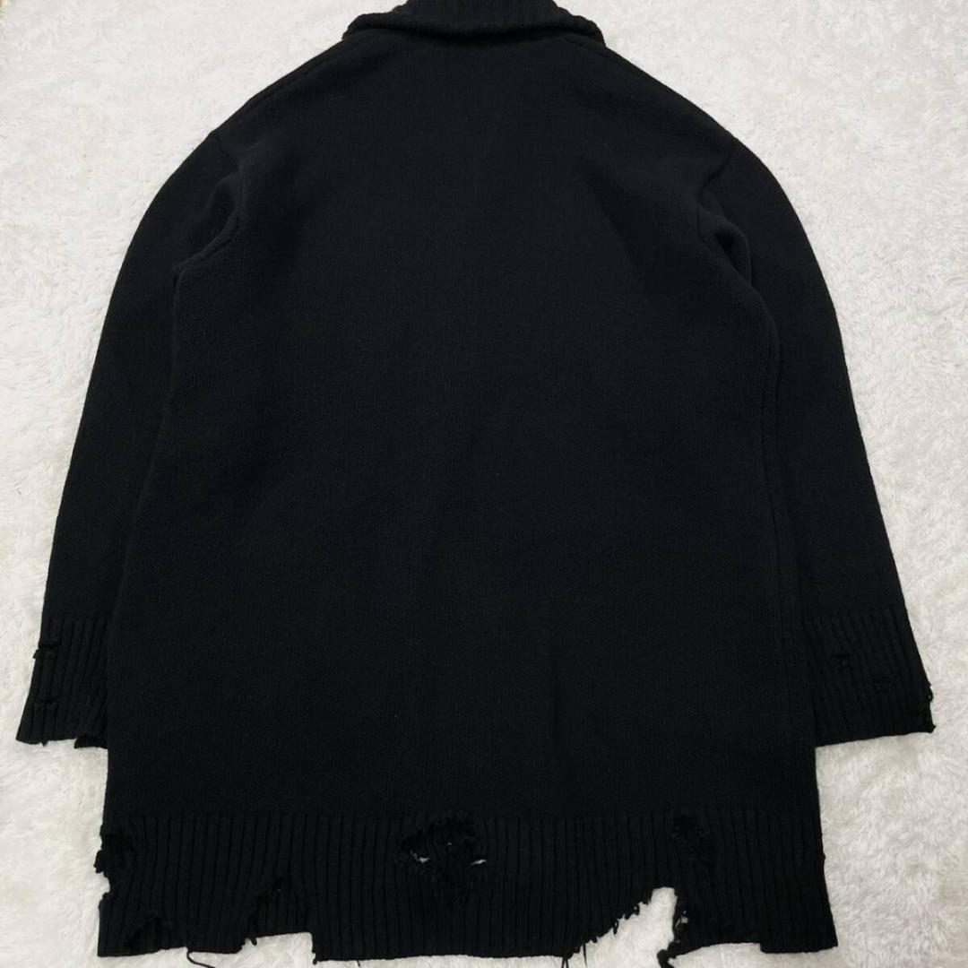 極美品✨DIESEL ニット コート ジャケット クラッシュ加工 ブラック