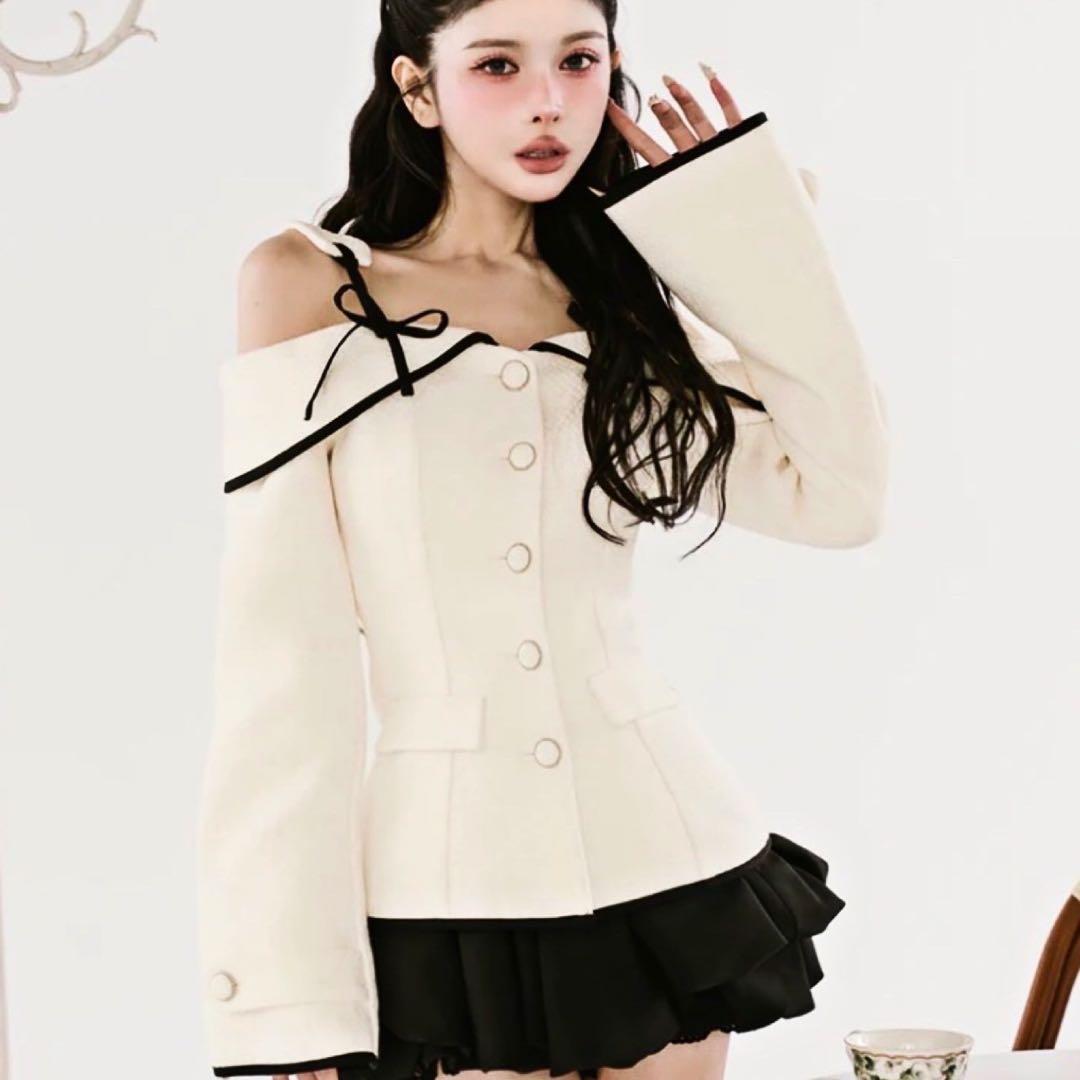 新品未開封 ダーリッチ ボンディングツイードオフショルチュニック　S