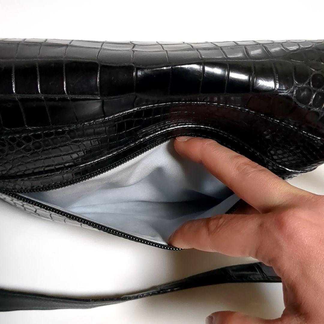 ✨美品✨JRA内タグ クロコダイル ショルダーバッグ センター取り ブラック