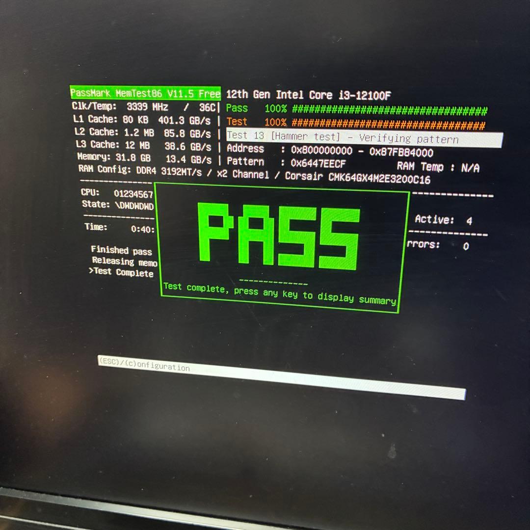 【訳あり動作品】Corsair DDR4-3200 32GB×1