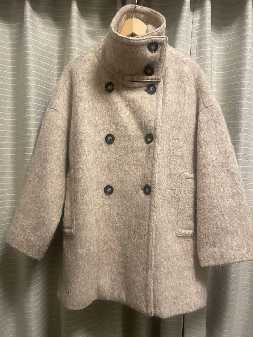 ウール混紡 ダブルブレストコート ベージュ