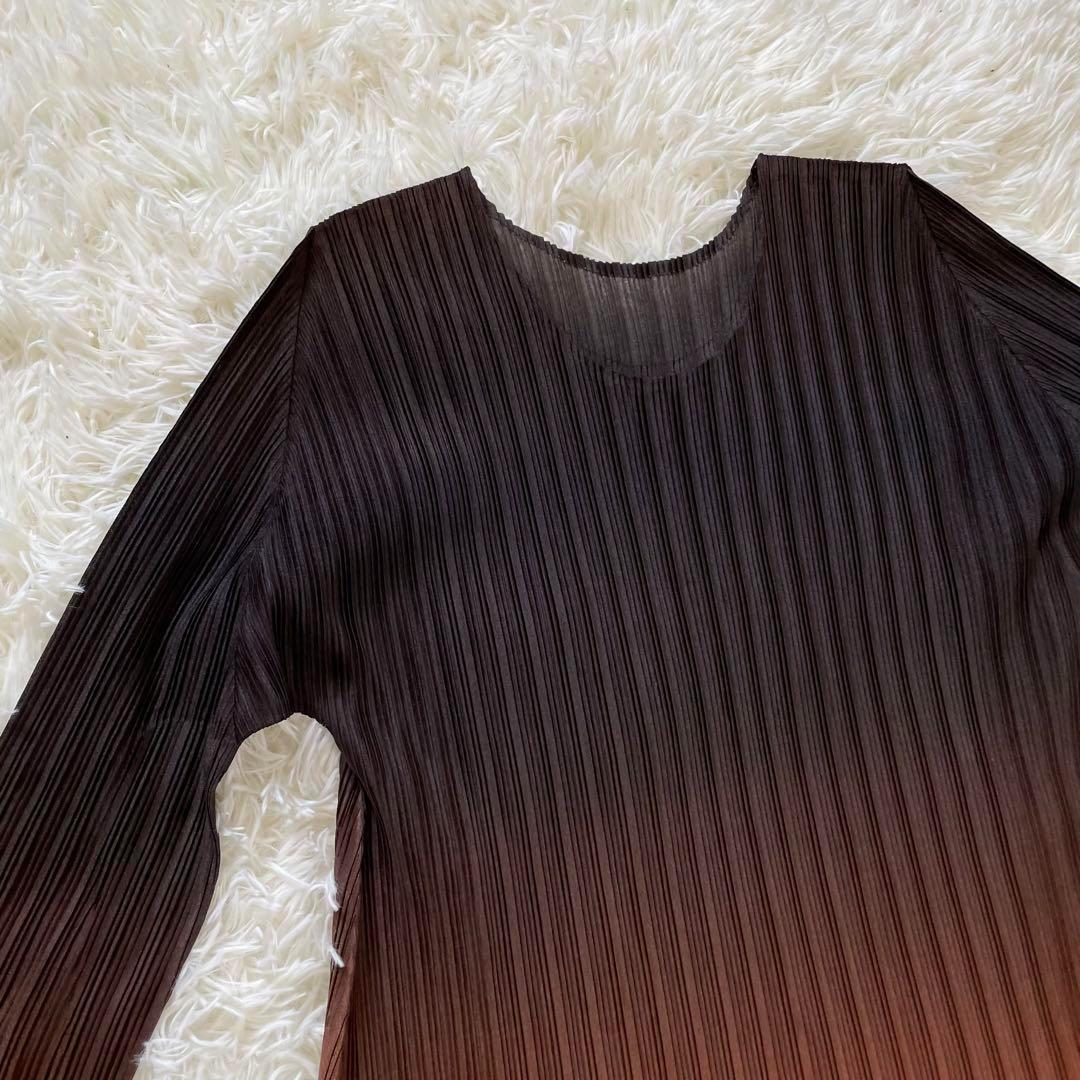 PLEATS PLEASE プリーツプリーズ　グラデーション　長袖　オレンジ