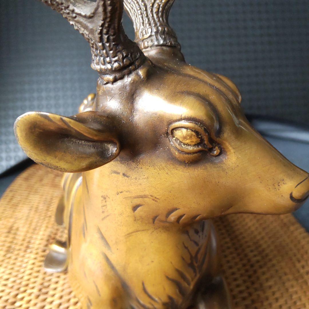 アンティーク！高岡銅器！金工師宗信造 蝋型 銅製鹿香炉！経年美品！