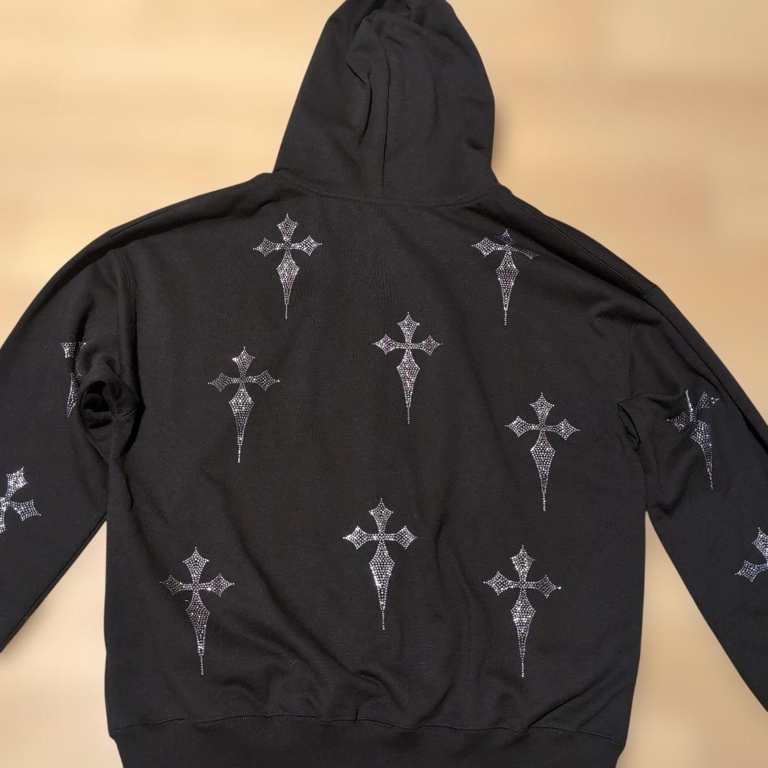 REFLEM／レフレム クロス総柄ラインストーンZIPパーカー