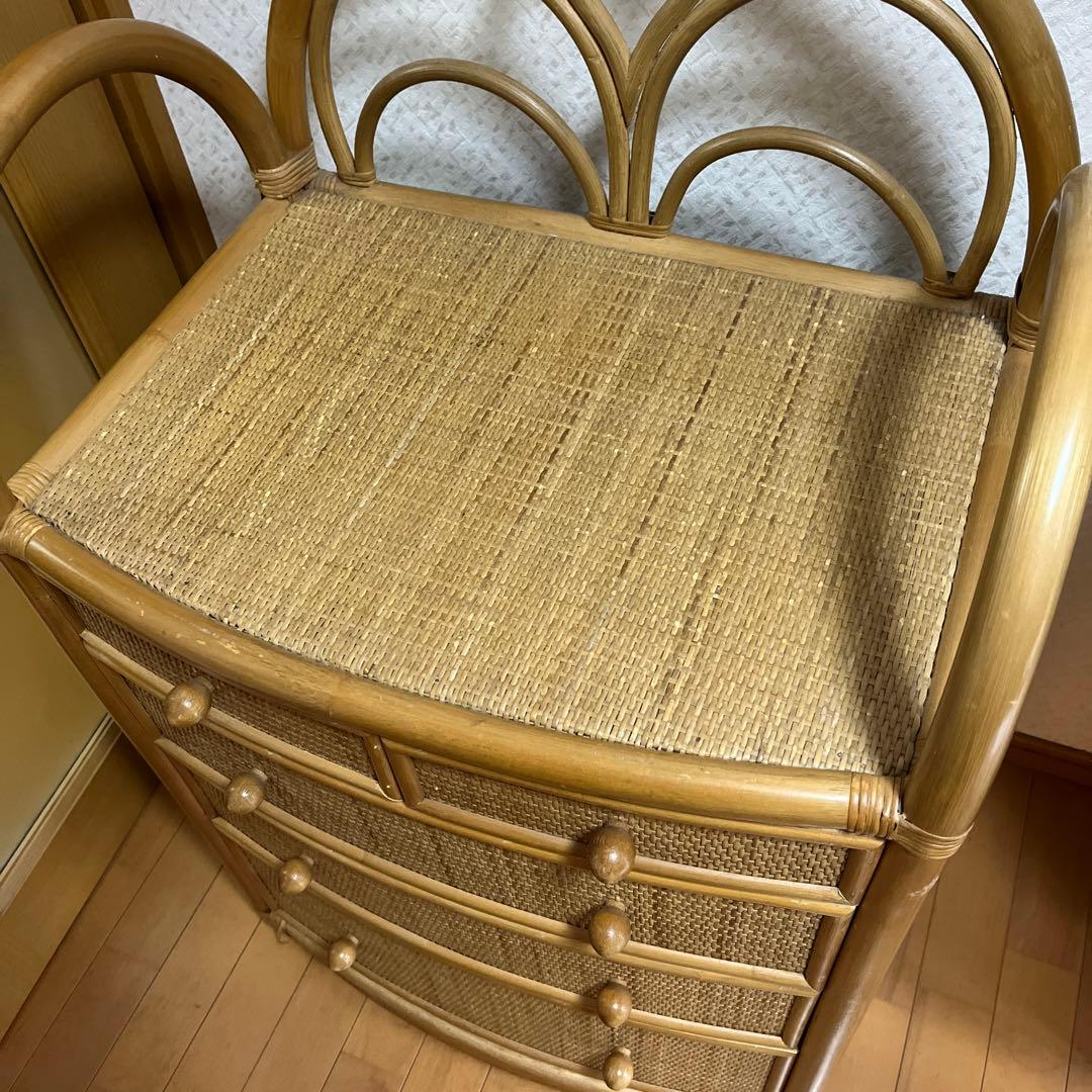 ４段　籐家具 　タンス 　ビンテージ 　ヴィンテージ　古家具　籐ラック