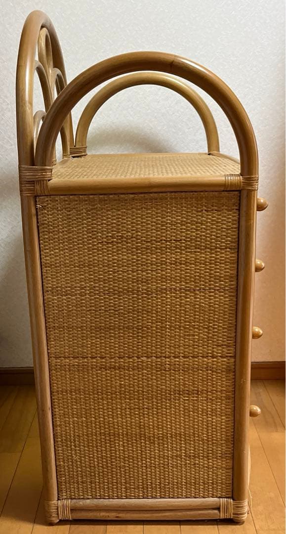 ４段　籐家具 　タンス 　ビンテージ 　ヴィンテージ　古家具　籐ラック