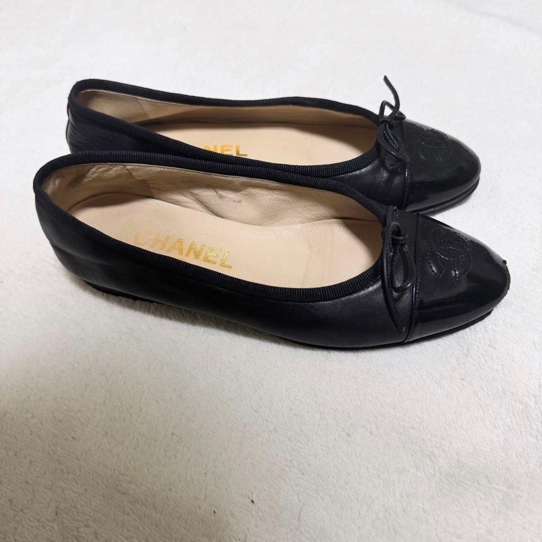 CHANEL シャネル　22cm 黒　ブラック フラット　バレエ　ココマーク