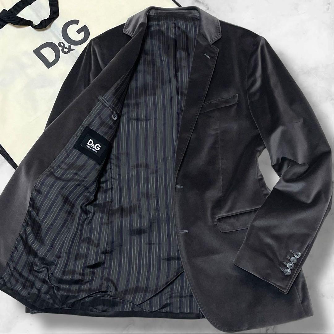 ドルチェ＆ガッバーナ ベロア テーラードジャケット グレー サイズ50