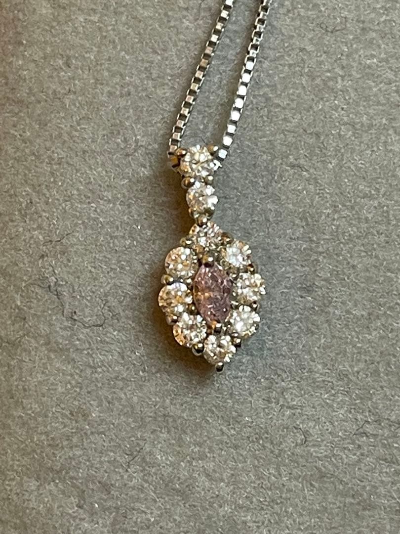 AGT鑑定書付 天然 Fancy Purple Pink ダイヤ ネックレスPt