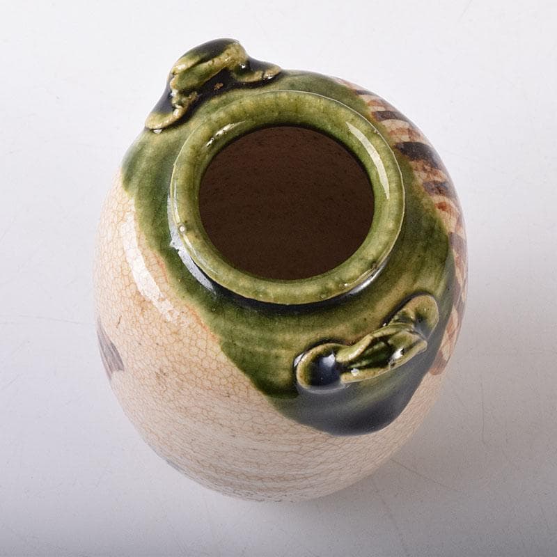 茶道具　山口茂造　織部茶入　仕覆付　共箱　V　7246