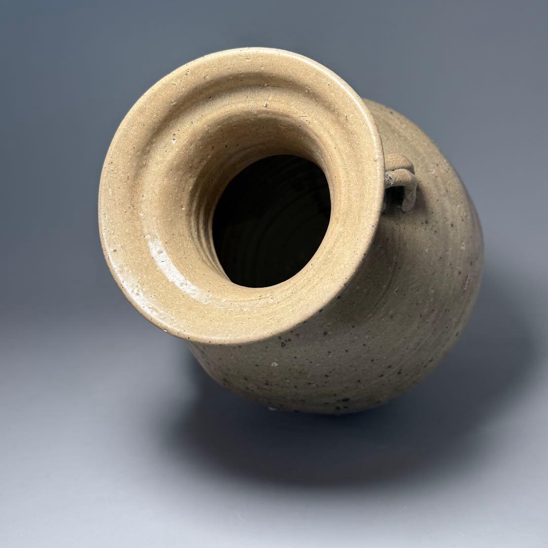 遠州窯　耳付花瓶　共箱付　中国美術　高さ30.5cm　オブジェ　インテリア