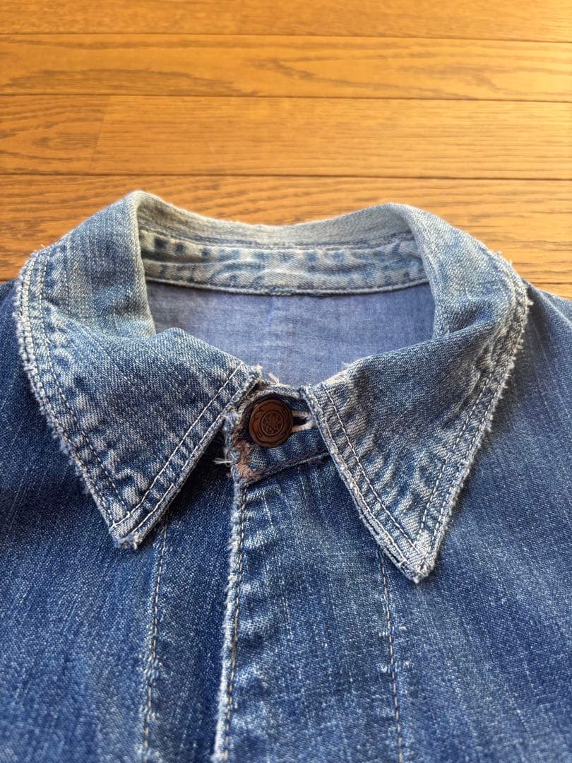 ボロの美学40s 50s ペンキ　ブルーベル　4つボタン　カバーオール