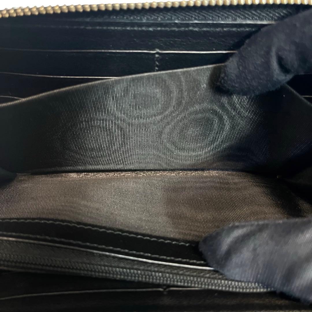 希少✨グッチ 長財布 ラウンドファスナー GGインターロッキング シマ 黒