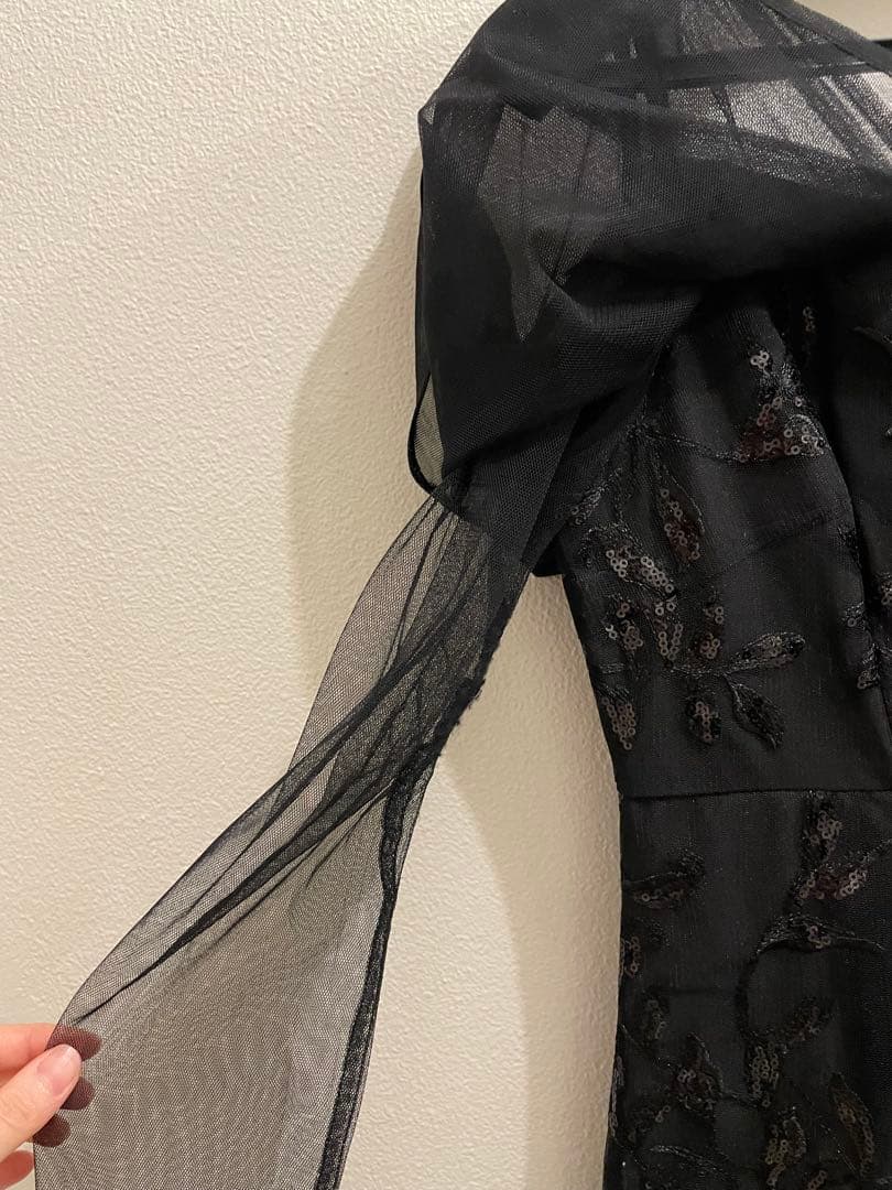 【LEJA】Ｓサイズ チュールロングスリーブリーフ Ｉラインワンピースドレス