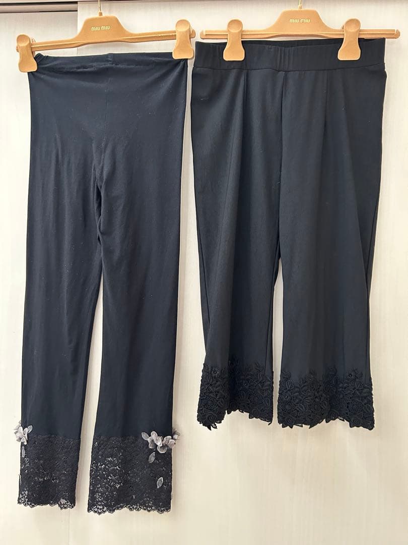 【ご確認】さえら以前依頼品レース装飾付きブラッククロップドパンツレギンス２点
