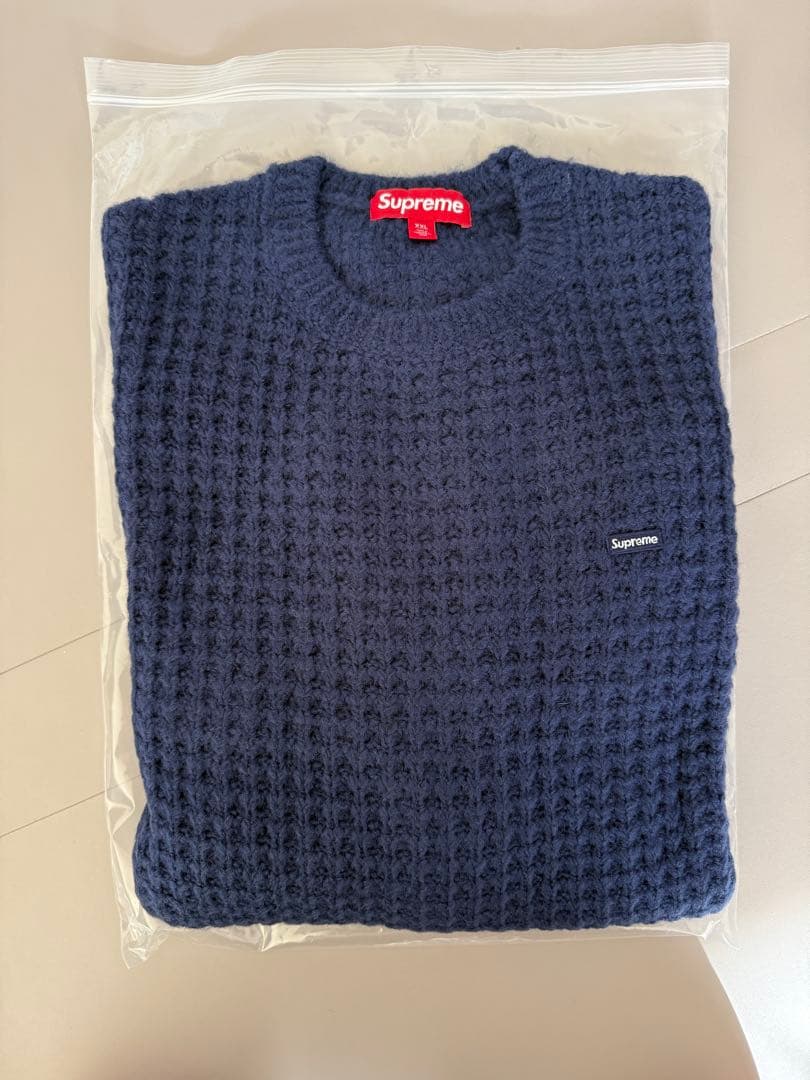 supreme ワッフルニット　ネイビー　XXL