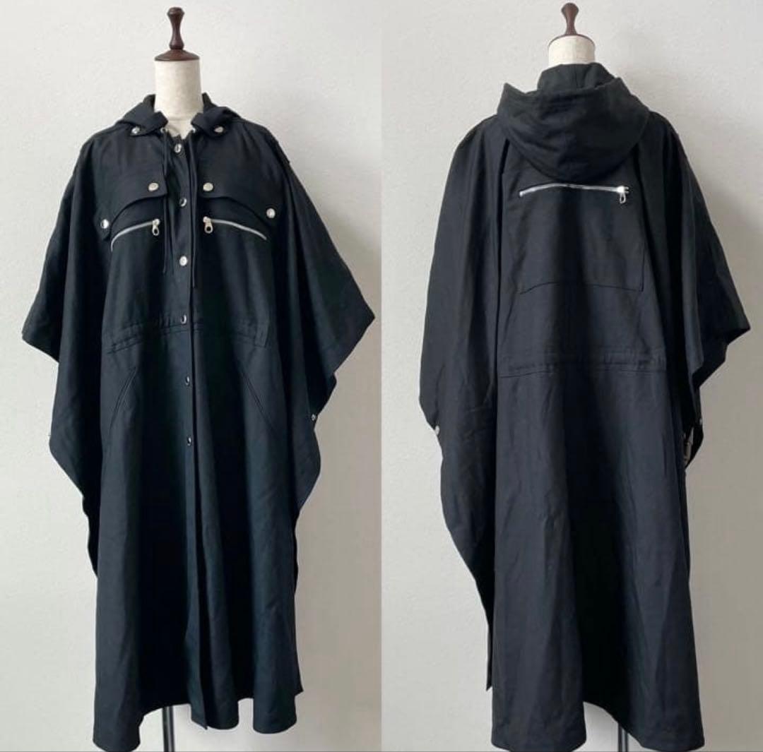 2018AW Chloe クロエ ロング ポンチョ コート ケープ 34 黒