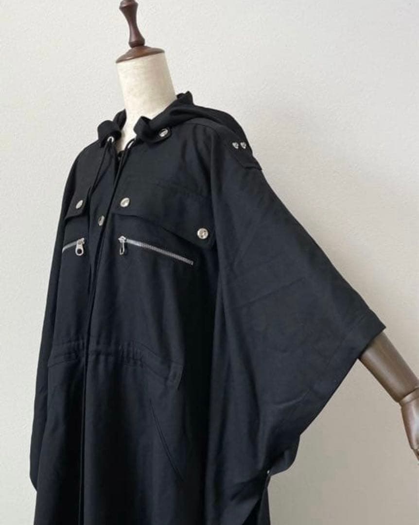 2018AW Chloe クロエ ロング ポンチョ コート ケープ 34 黒