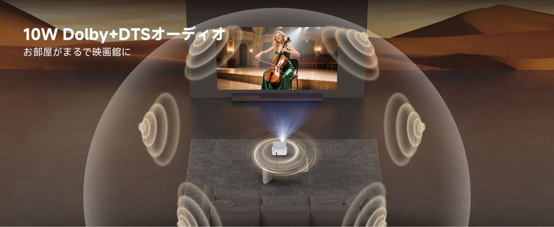 【限定カラーセール】【4K対応】 小型プロジェクター 1200ANSIピンク