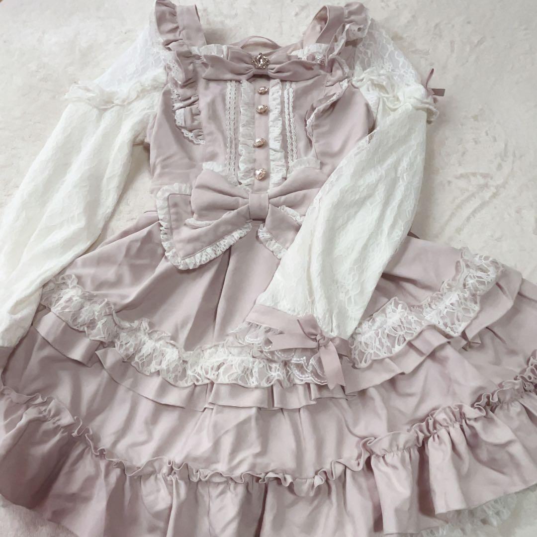 LIZLISAティアラリボンティアードワンピースピンク