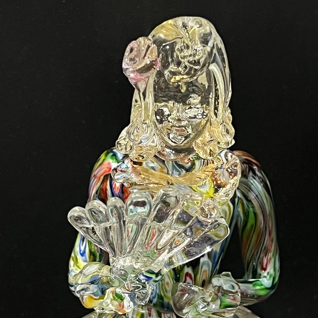 ベネチアンガラス ペア 人形 ミルフィオリ 貴族 ガラス工芸品 置物