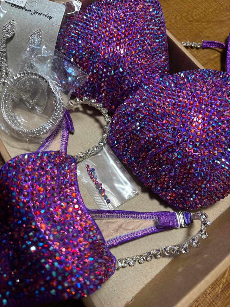 【新品未使用】 競技用•コンテスト•大会用フィットネスビキニ アクセ付き