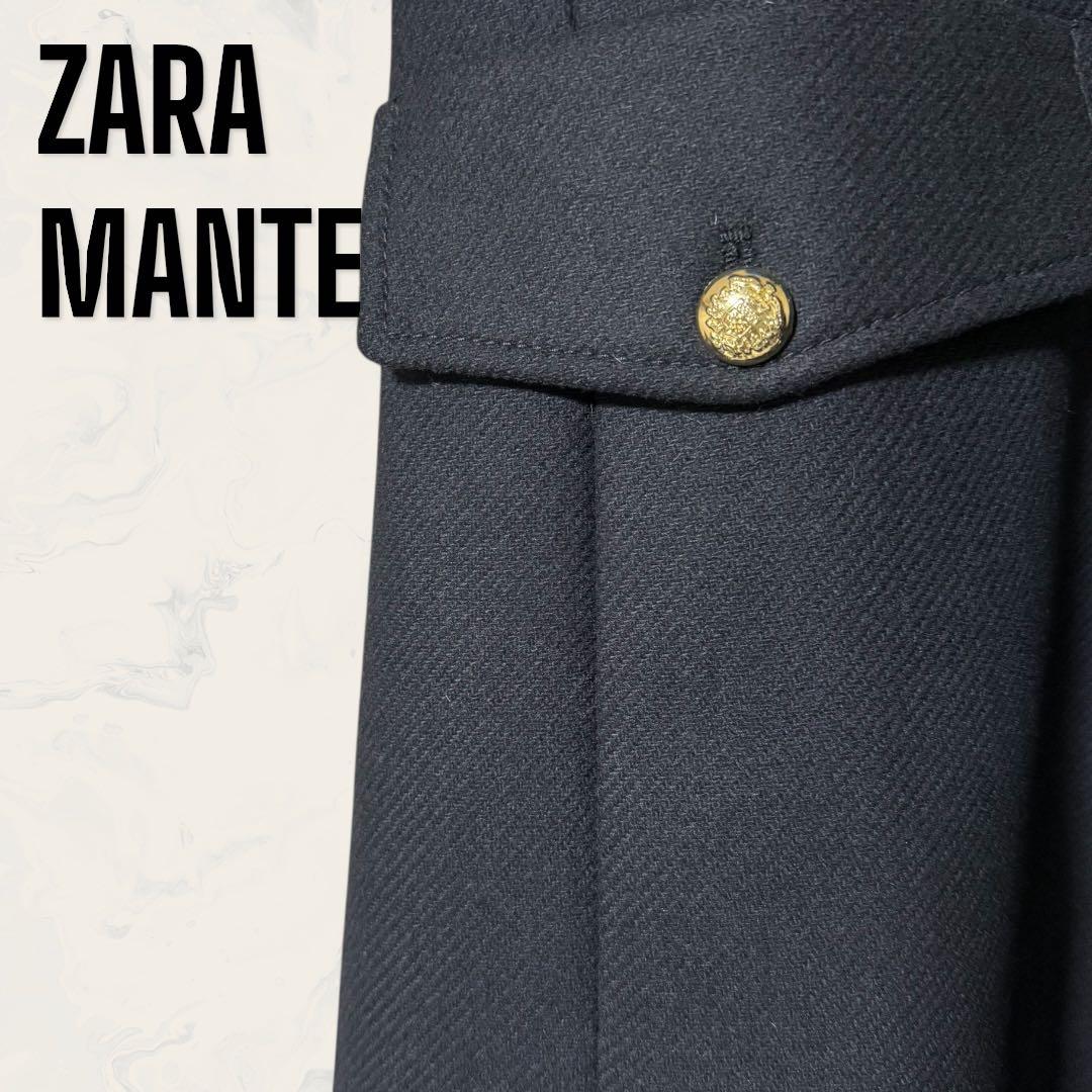 【未使用】 ZARA マンテコ 2WAY ファー付き 金ボタン ウール コート