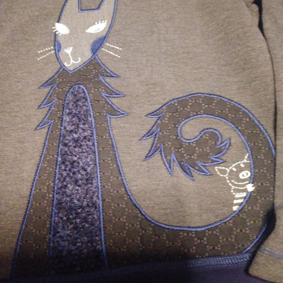 95.アルベロベロ 　猫刺繍 長袖チュニック グレー