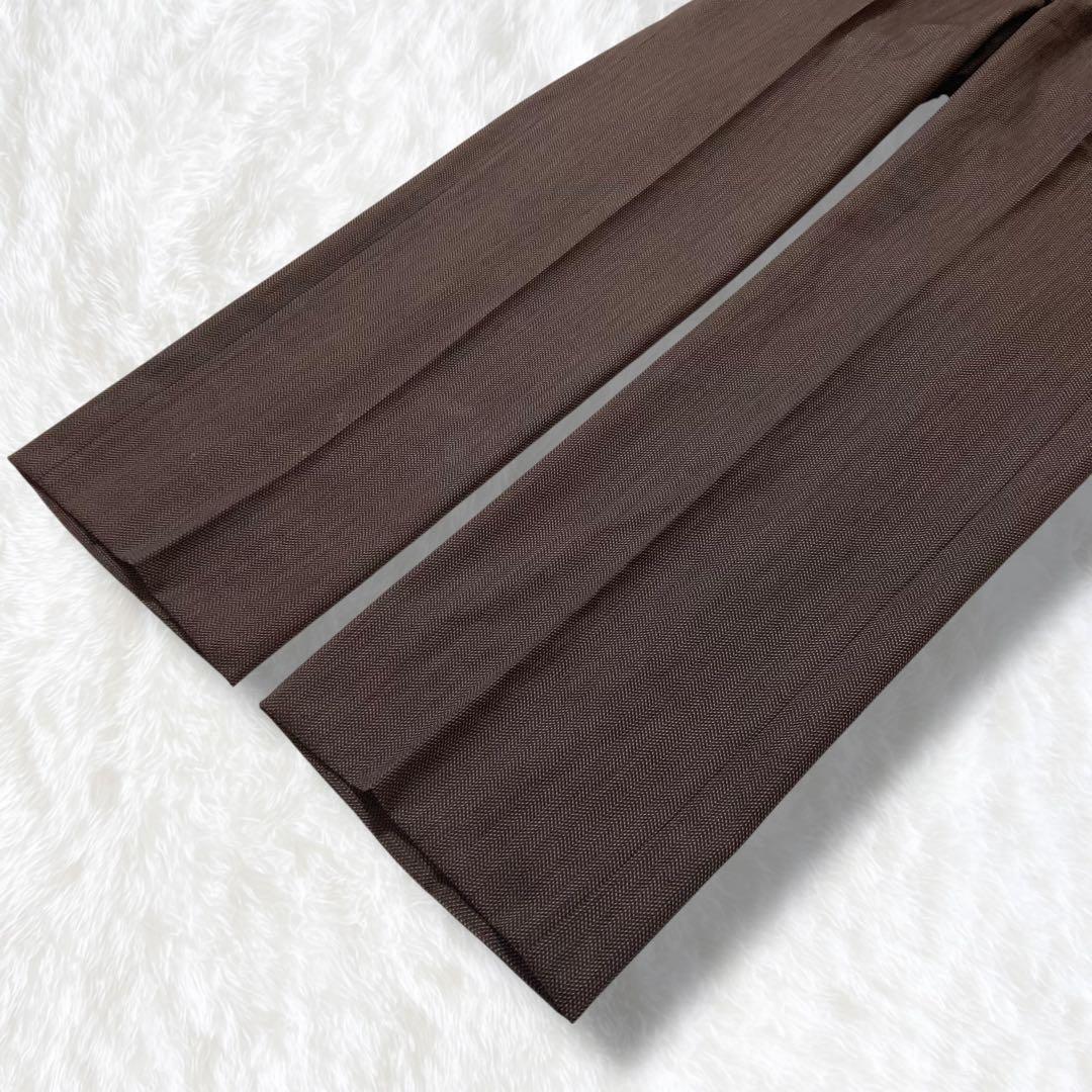 美品 三越 スーツ ヘリンボーン ブラウン 高級生地 MITSUKOSHI