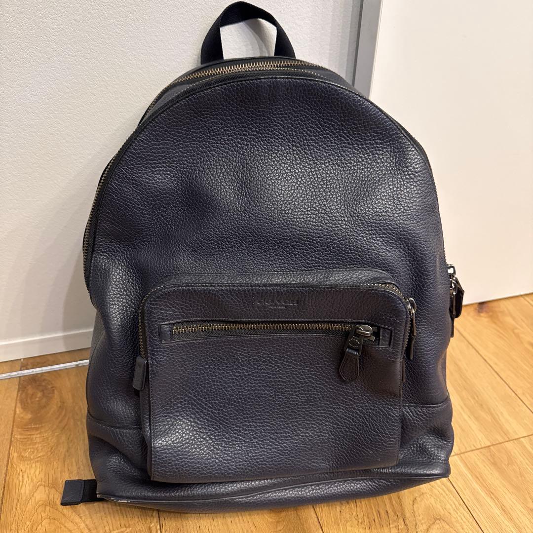COACH ダークブルー レザー バックパック