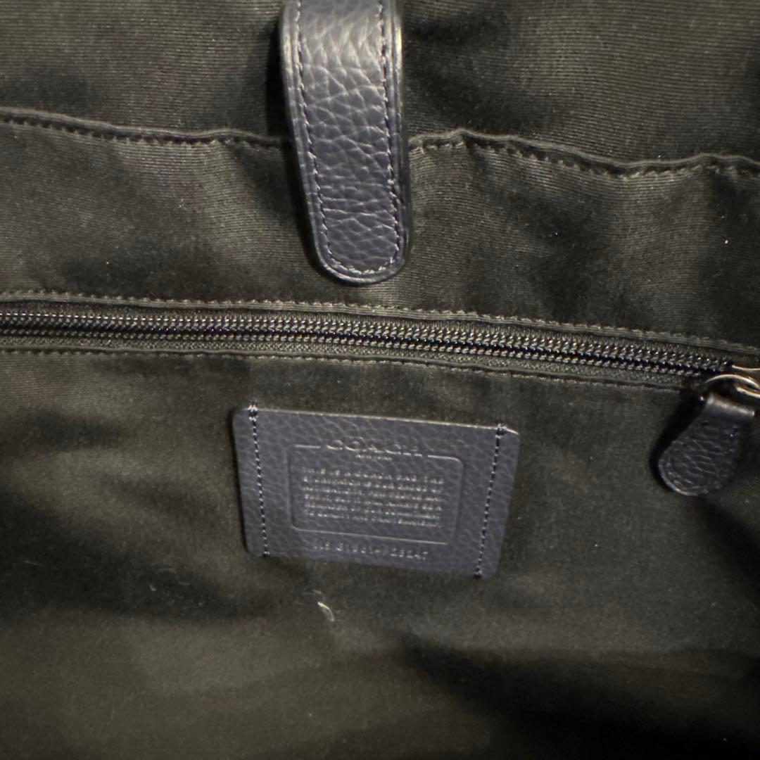 COACH ダークブルー レザー バックパック