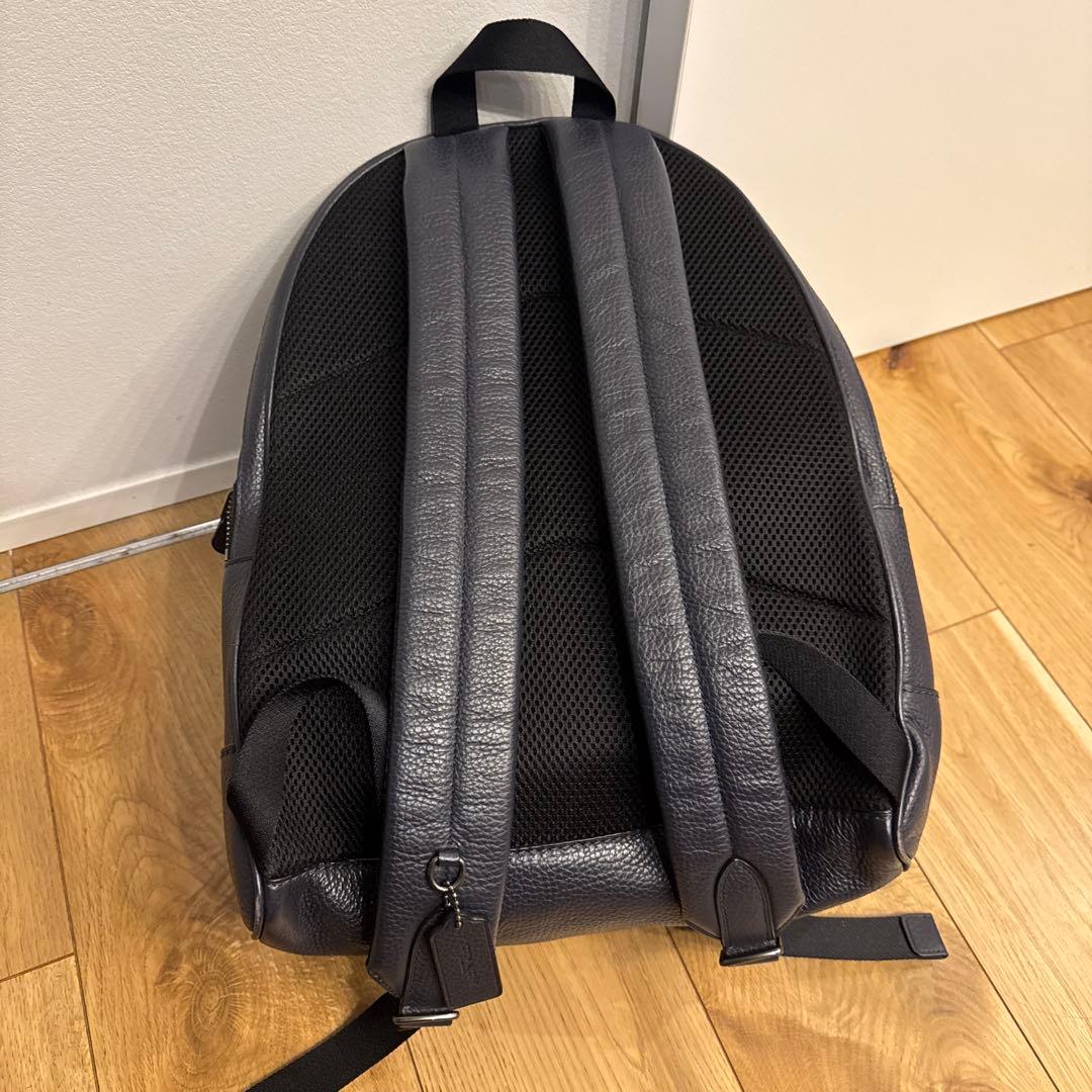 COACH ダークブルー レザー バックパック