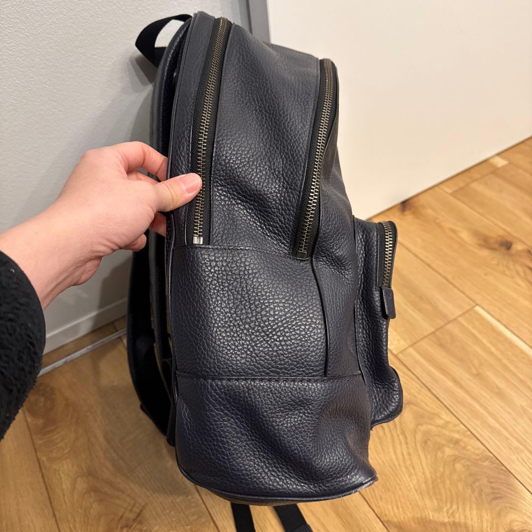 COACH ダークブルー レザー バックパック