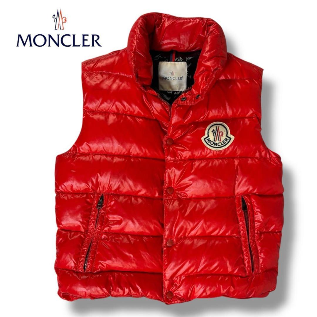 【美品】MONCLER ダウンベスト ジレ チベット ワッペン レッド 2サイズ